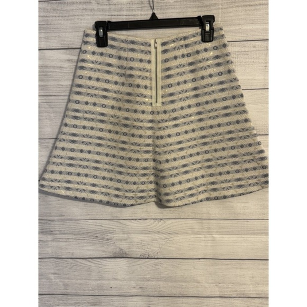 J.Crew Women's Winter‎ Skirt White Blue Snowflake Gold Shimmer Size 0 VGC - Picture 5 of 9